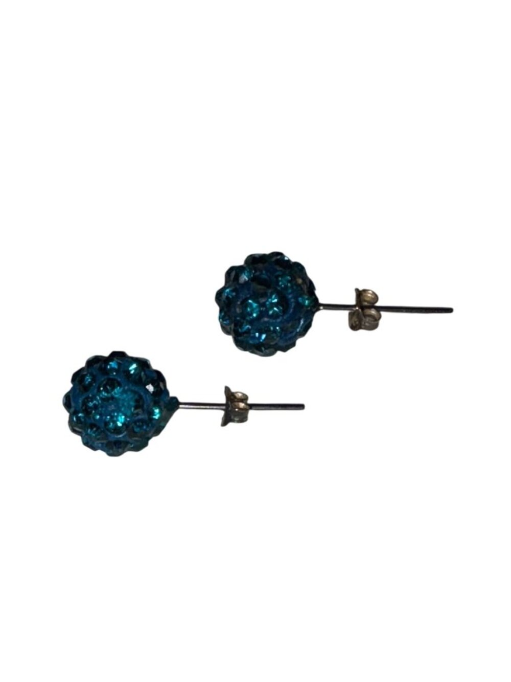 Sparkling Blue Crystal Ball Stud Earrings – Rhinestone Design Lightweight & Styl - Picture 4 of 7